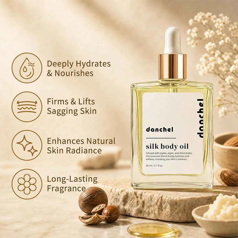 Silk Body Oil Face Body Versatile Care Fast Absorbing Deep Hydration Silky Smooth Brighten Even Tone Firm Skin Silk Body Oil
