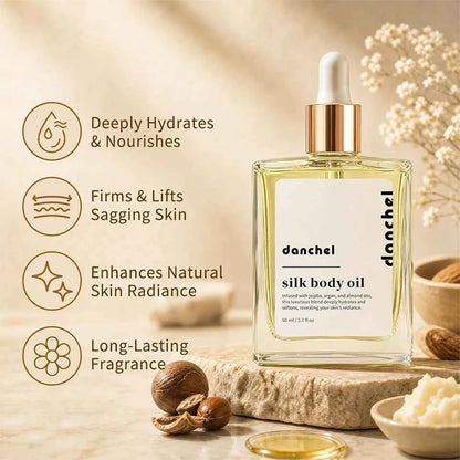 Silk Body Oil Face Body Versatile Care Fast Absorbing Deep Hydration Silky Smooth Brighten Even Tone Firm Skin Silk Body Oil