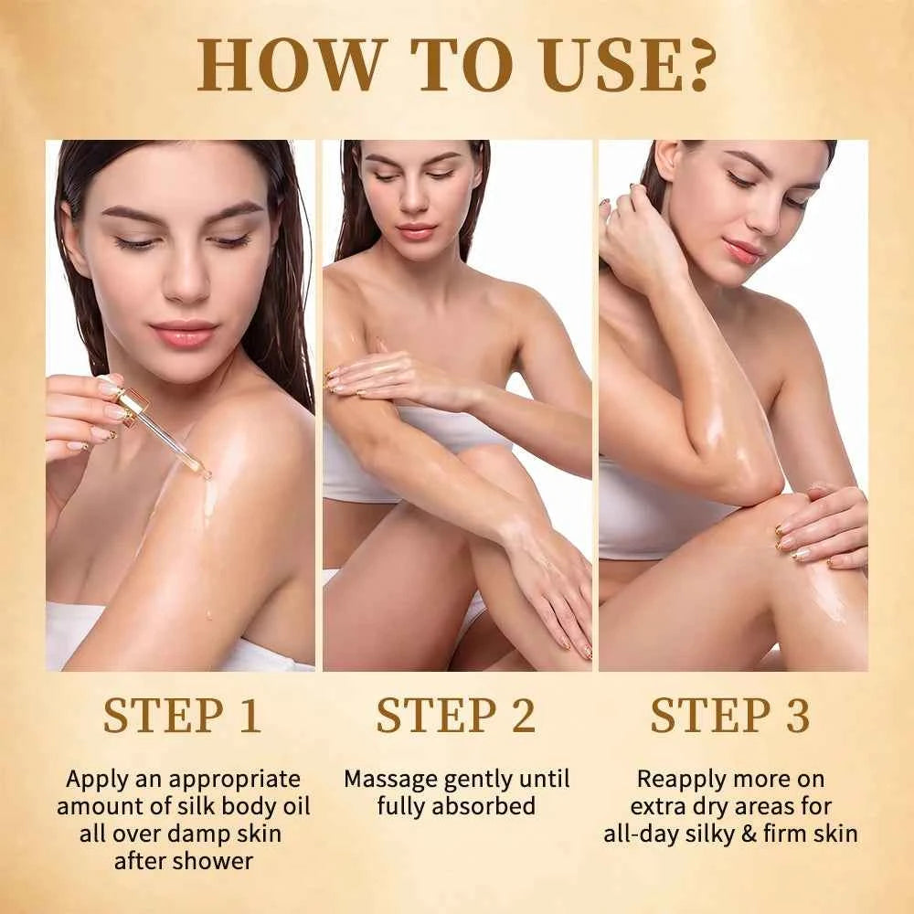 Silk Body Oil Face Body Versatile Care Fast Absorbing Deep Hydration Silky Smooth Brighten Even Tone Firm Skin Silk Body Oil