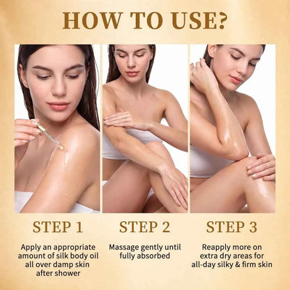 Silk Body Oil Face Body Versatile Care Fast Absorbing Deep Hydration Silky Smooth Brighten Even Tone Firm Skin Silk Body Oil