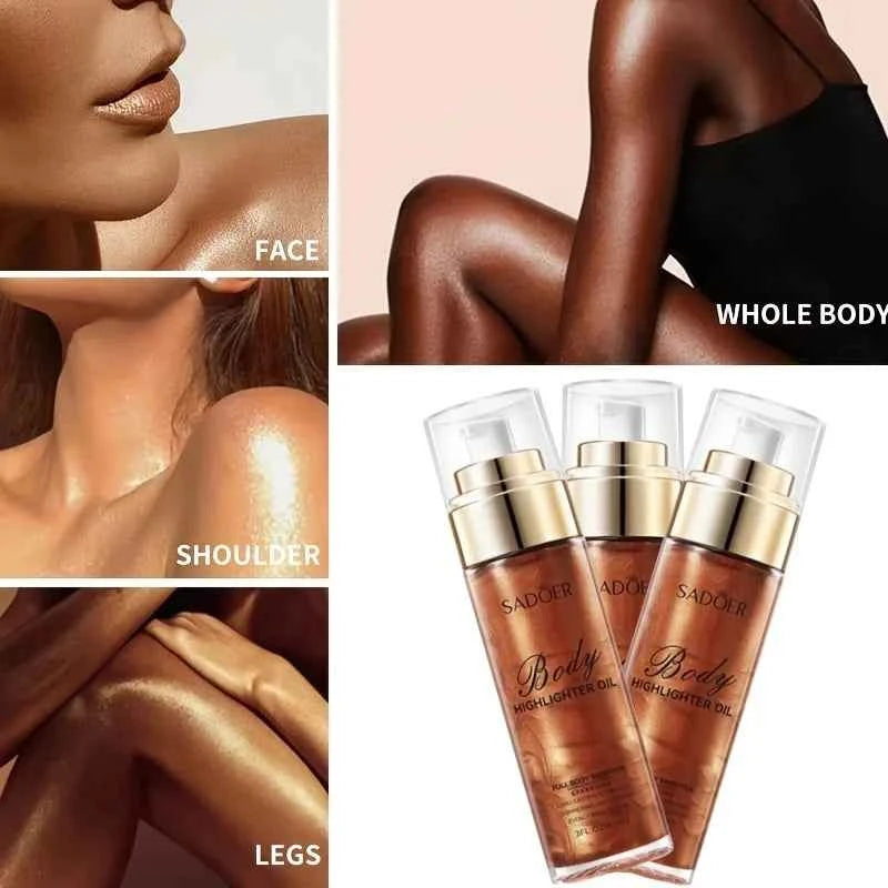 85ml, Golden Brown Body Glow Oil, Moisturizing and Hydrating, Gives Skin a Radiant and Charming Glow, Perfect for Holiday Celebrations and Party Events.