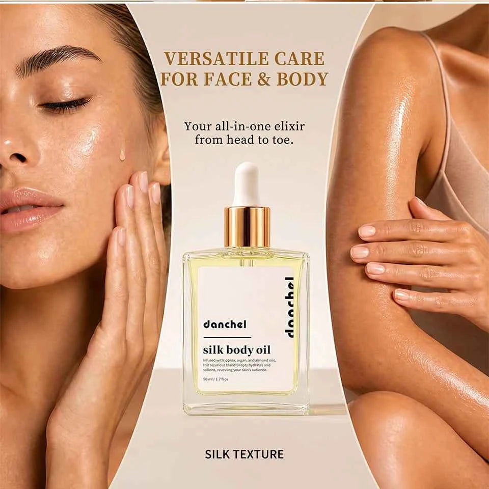 Silk Body Oil Face Body Versatile Care Fast Absorbing Deep Hydration Silky Smooth Brighten Even Tone Firm Skin Silk Body Oil