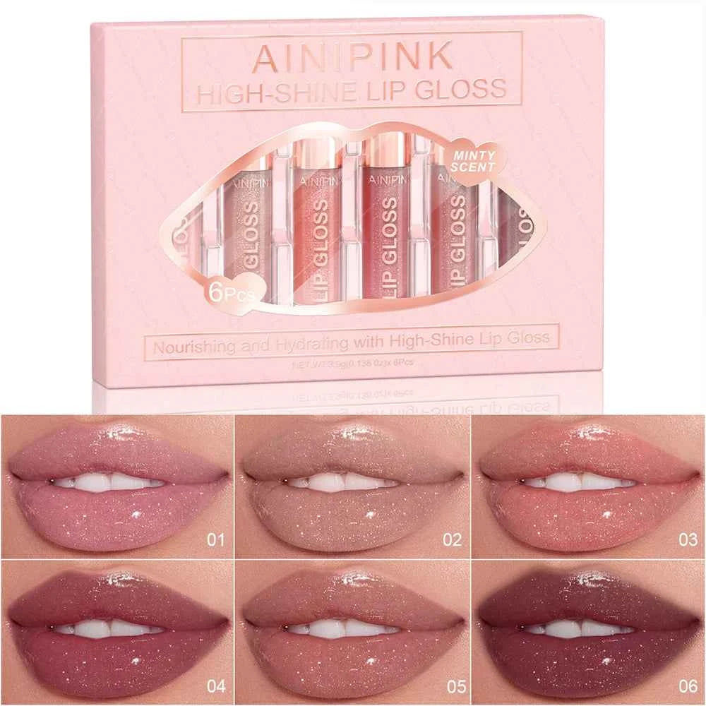 Glitter Lip Gloss Lipstick, Lip Tint Moisturizing Hydrating Long Lasting  Non-Stick Cup Waterproof Nude Lip Plumper High Pigment