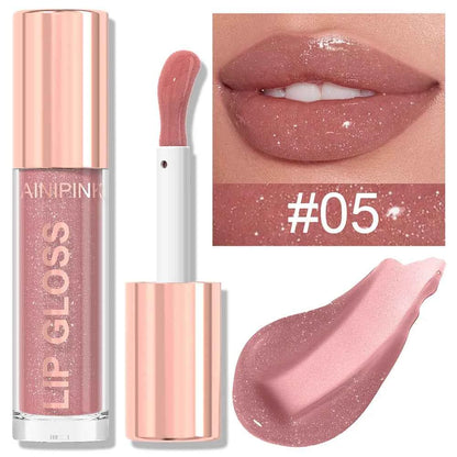 Glitter Lip Gloss Lipstick, Lip Tint Moisturizing Hydrating Long Lasting  Non-Stick Cup Waterproof Nude Lip Plumper High Pigment