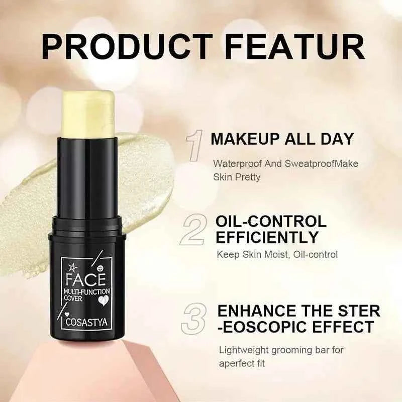 Three-in-one color multi-function waterproof makeup stick natural face multi-function: Blush, Eye Shadow, Bloom, lasting all day