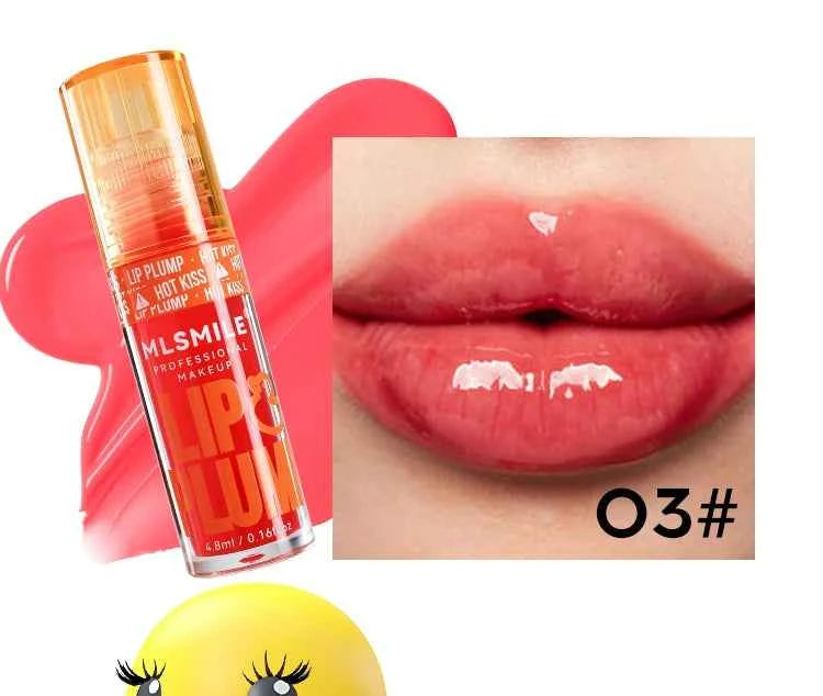 MLSMILE Duck Lip Plump Lip Oil Moisturizing Lip Gloss Mirror Water Nature Long-Lasting Gloss Pearl Lip Glaze Set