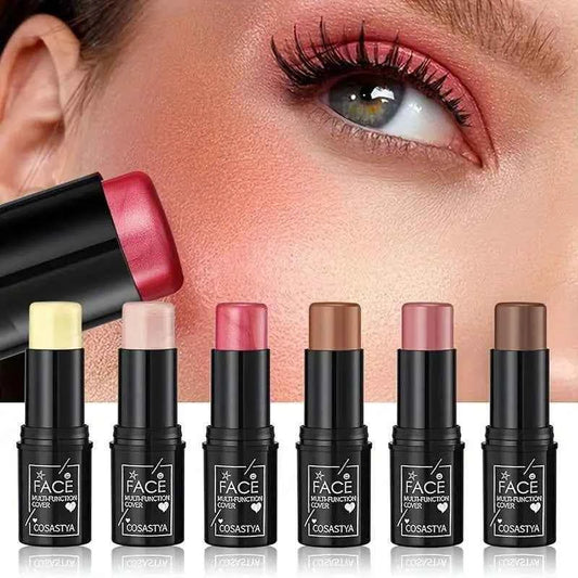 Three-in-one color multi-function waterproof makeup stick natural face multi-function: Blush, Eye Shadow, Bloom, lasting all day