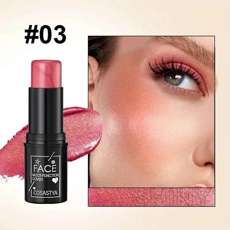 Three-in-one color multi-function waterproof makeup stick natural face multi-function: Blush, Eye Shadow, Bloom, lasting all day
