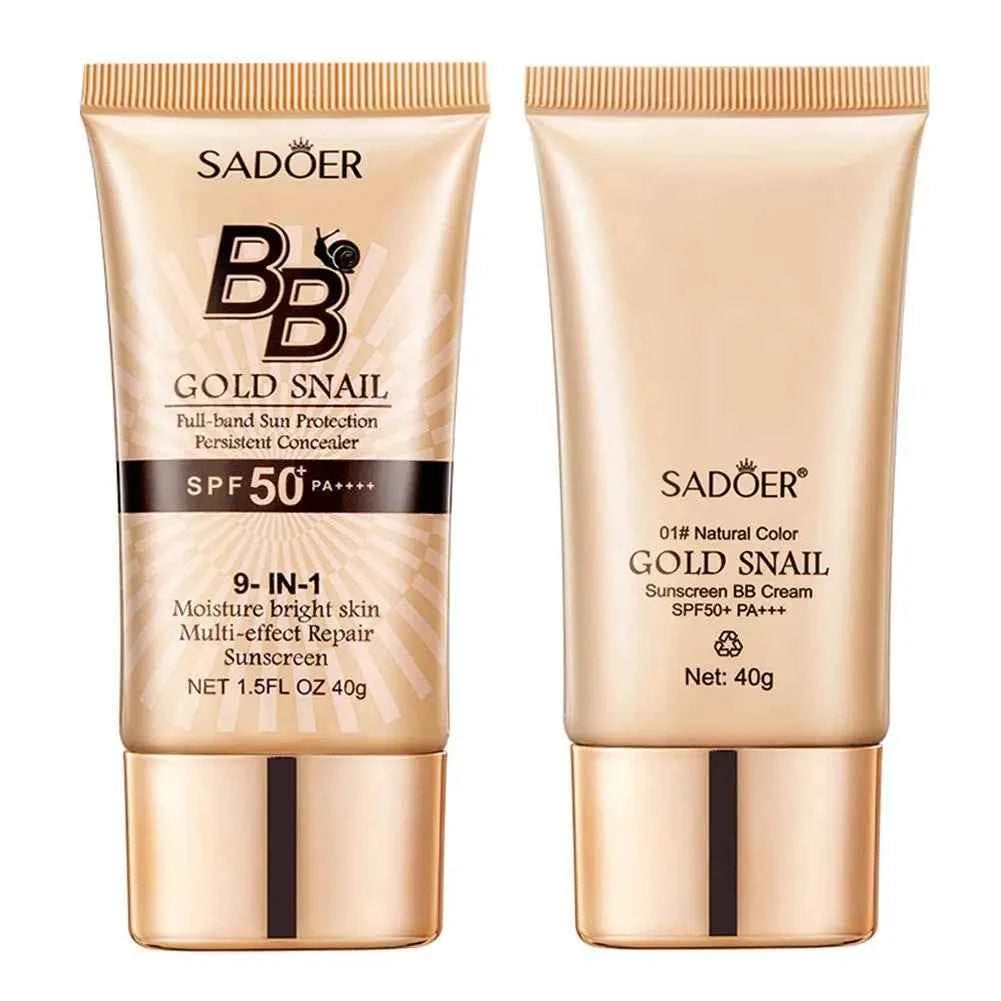 Gold Snail Sunscreen BB Cream Protector Facial Sun Block SPF50 BB Cream Isolation Lotion Concealer Facial Moisturizer
