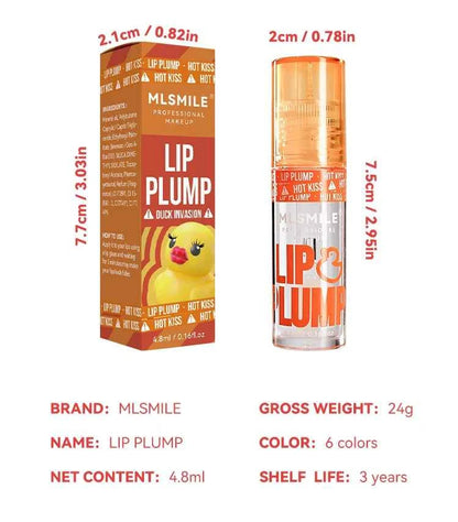 MLSMILE Duck Lip Plump Lip Oil Moisturizing Lip Gloss Mirror Water Nature Long-Lasting Gloss Pearl Lip Glaze Set