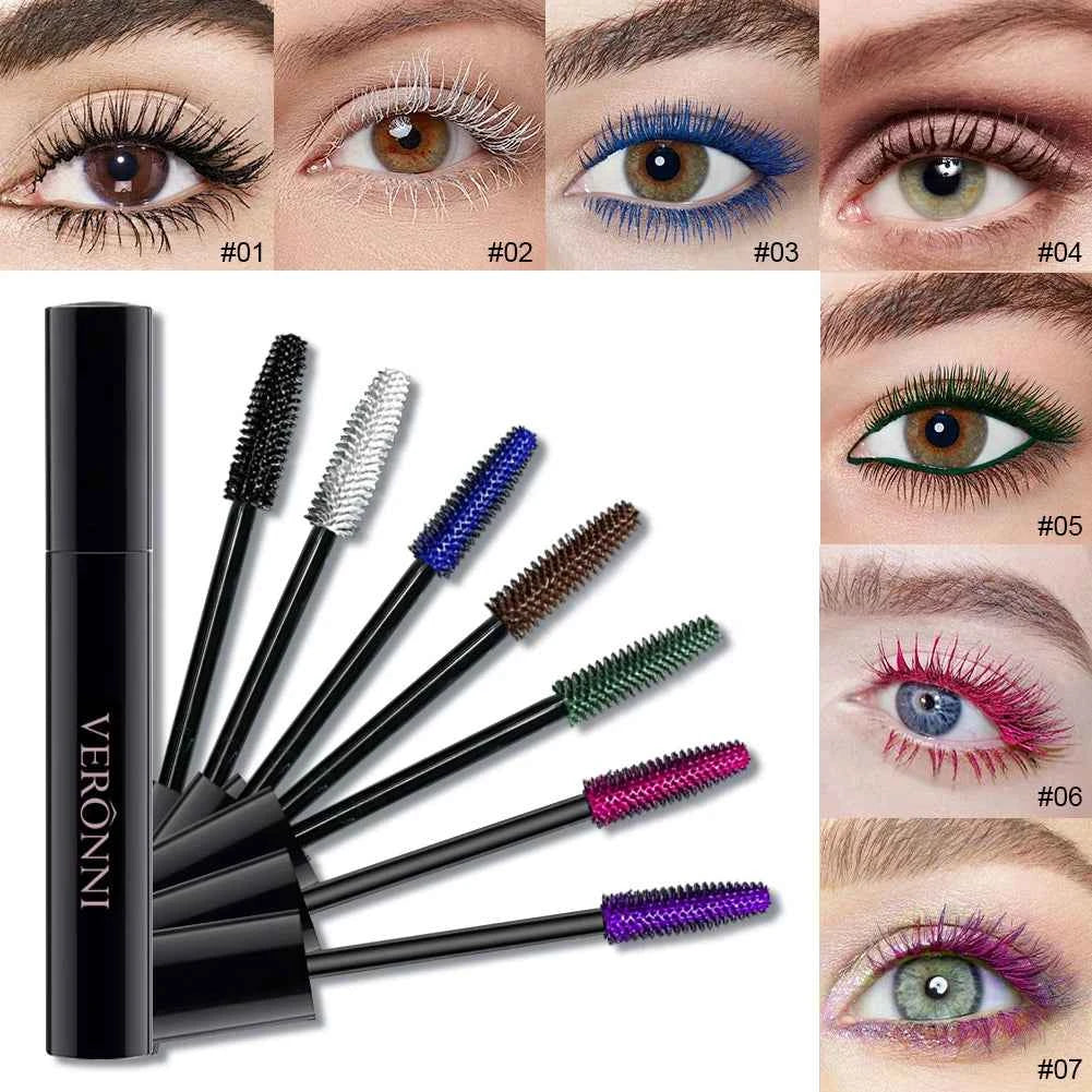 7 color quick-drying mascara thick curling waterproof and sweat-proof color mascara multi-color non-smudge curling mascara