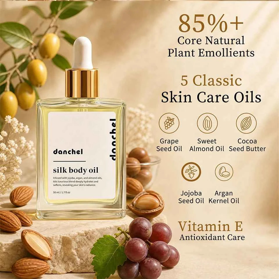 Silk Body Oil Face Body Versatile Care Fast Absorbing Deep Hydration Silky Smooth Brighten Even Tone Firm Skin Silk Body Oil
