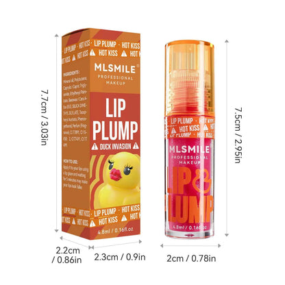 MLSMILE Duck Lip Plump Lip Oil Moisturizing Lip Gloss Mirror Water Nature Long-Lasting Gloss Pearl Lip Glaze Set