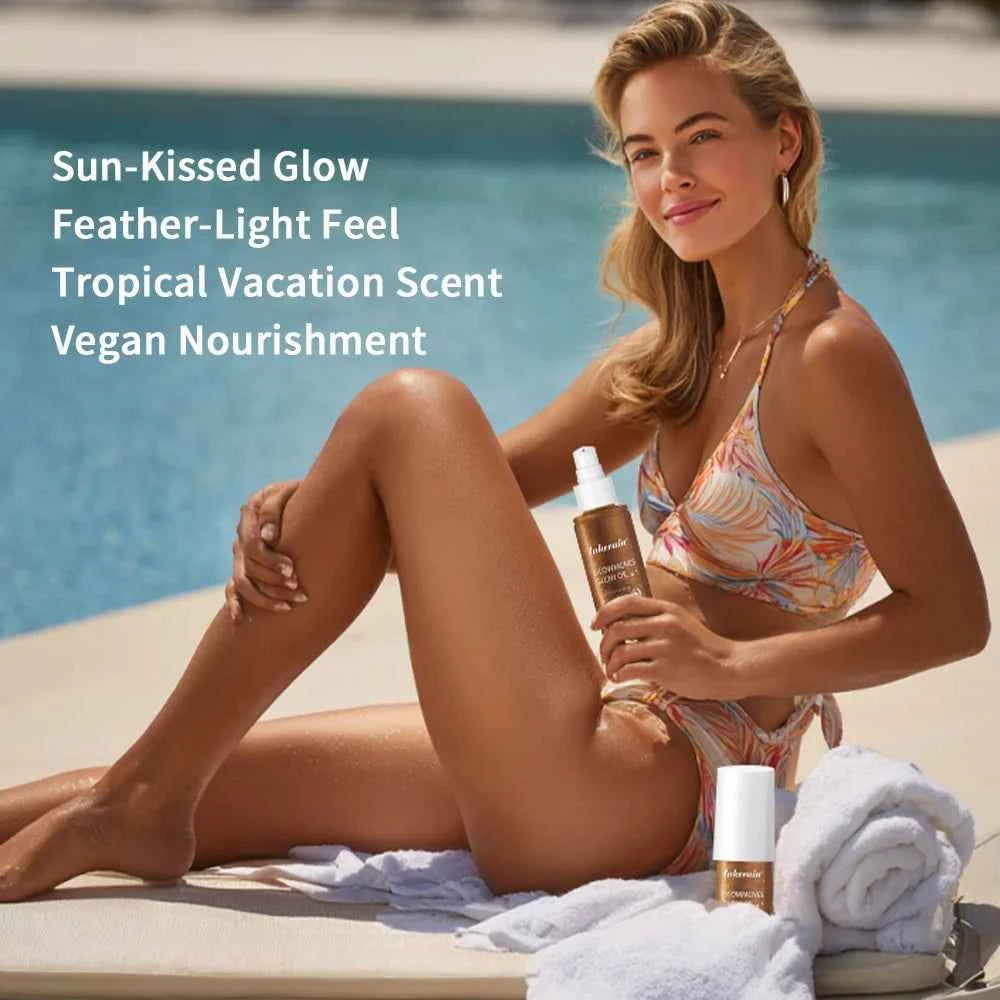 Lakerain Glowmotions Glow Body Oil 100ml Long Lasting Hydrating Shimmer Bronze Non-Greasy Summer Body Care Glow Oil Makeup