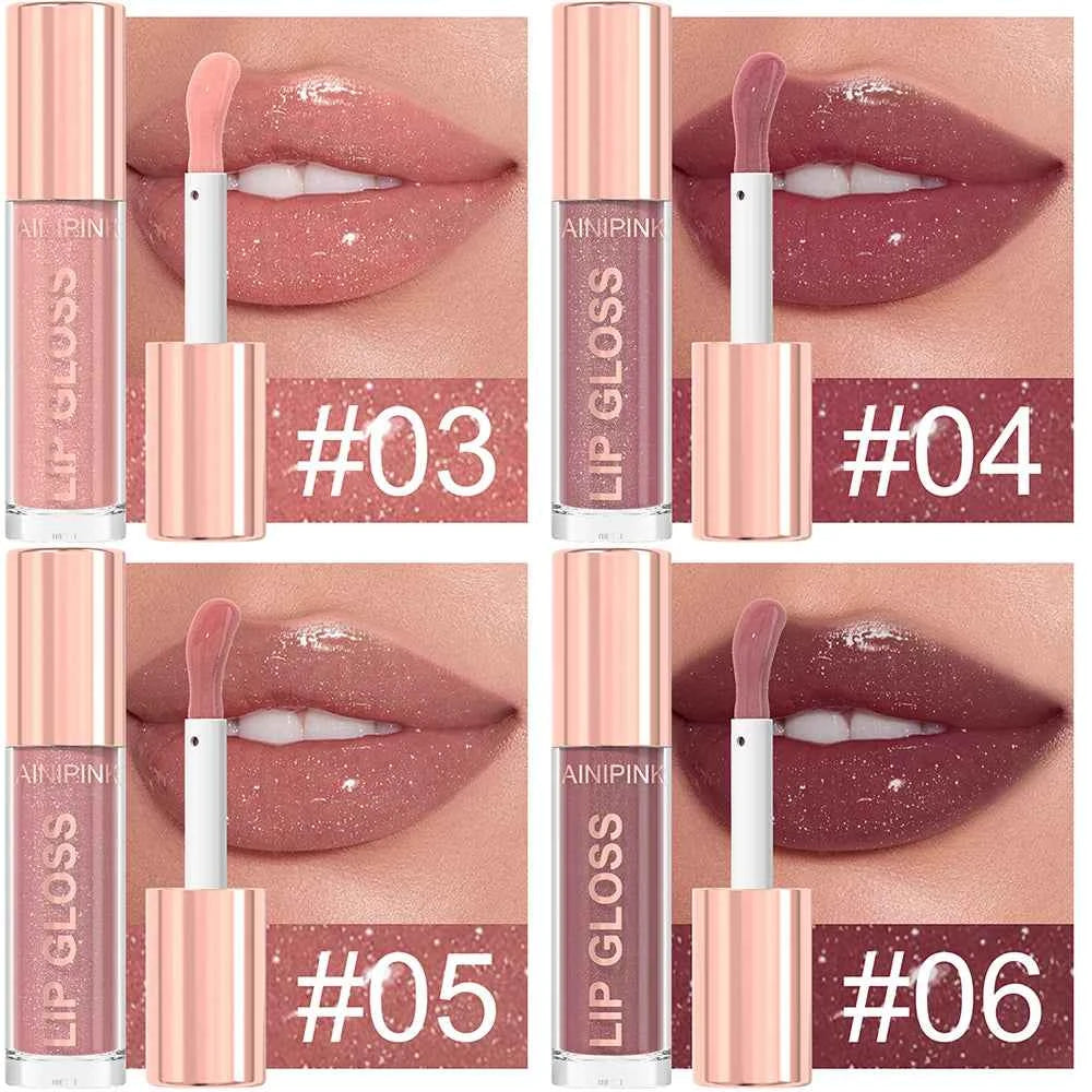 Glitter Lip Gloss Lipstick, Lip Tint Moisturizing Hydrating Long Lasting  Non-Stick Cup Waterproof Nude Lip Plumper High Pigment