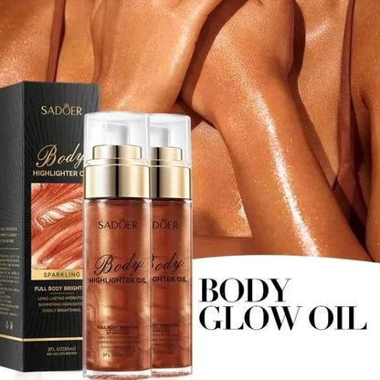 85ml, Golden Brown Body Glow Oil, Moisturizing and Hydrating, Gives Skin a Radiant and Charming Glow, Perfect for Holiday Celebrations and Party Events.