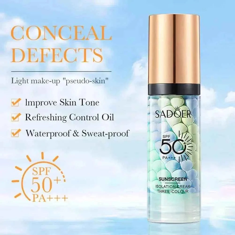 Sadoer Three-Color Isolation and Correction Cream, Contouring and Concealing Cream, Evens Out Skin Tone, Covers Blemishes, and Maintains a Long-Lasting Makeup Effect