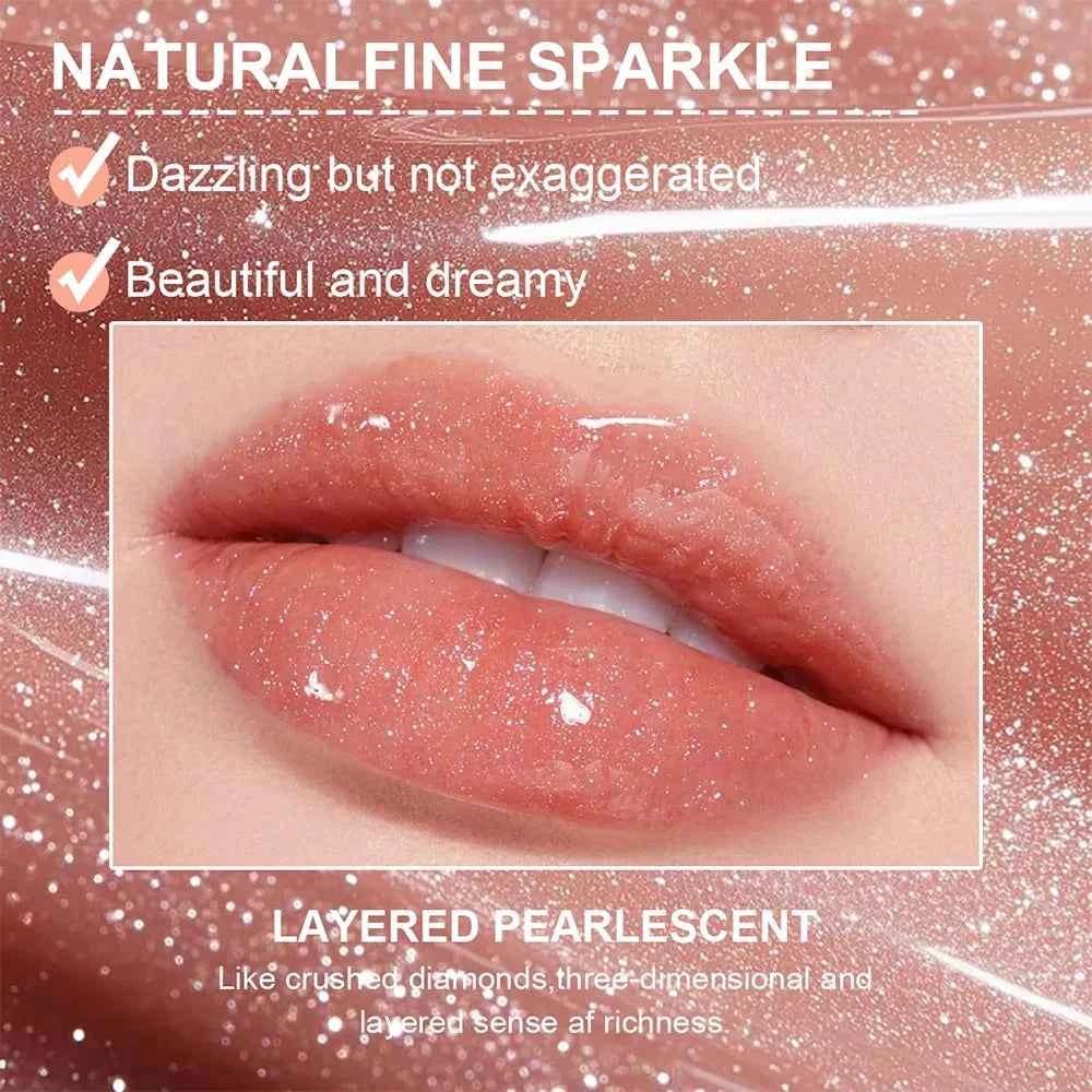 Glitter Lip Gloss Lipstick, Lip Tint Moisturizing Hydrating Long Lasting  Non-Stick Cup Waterproof Nude Lip Plumper High Pigment