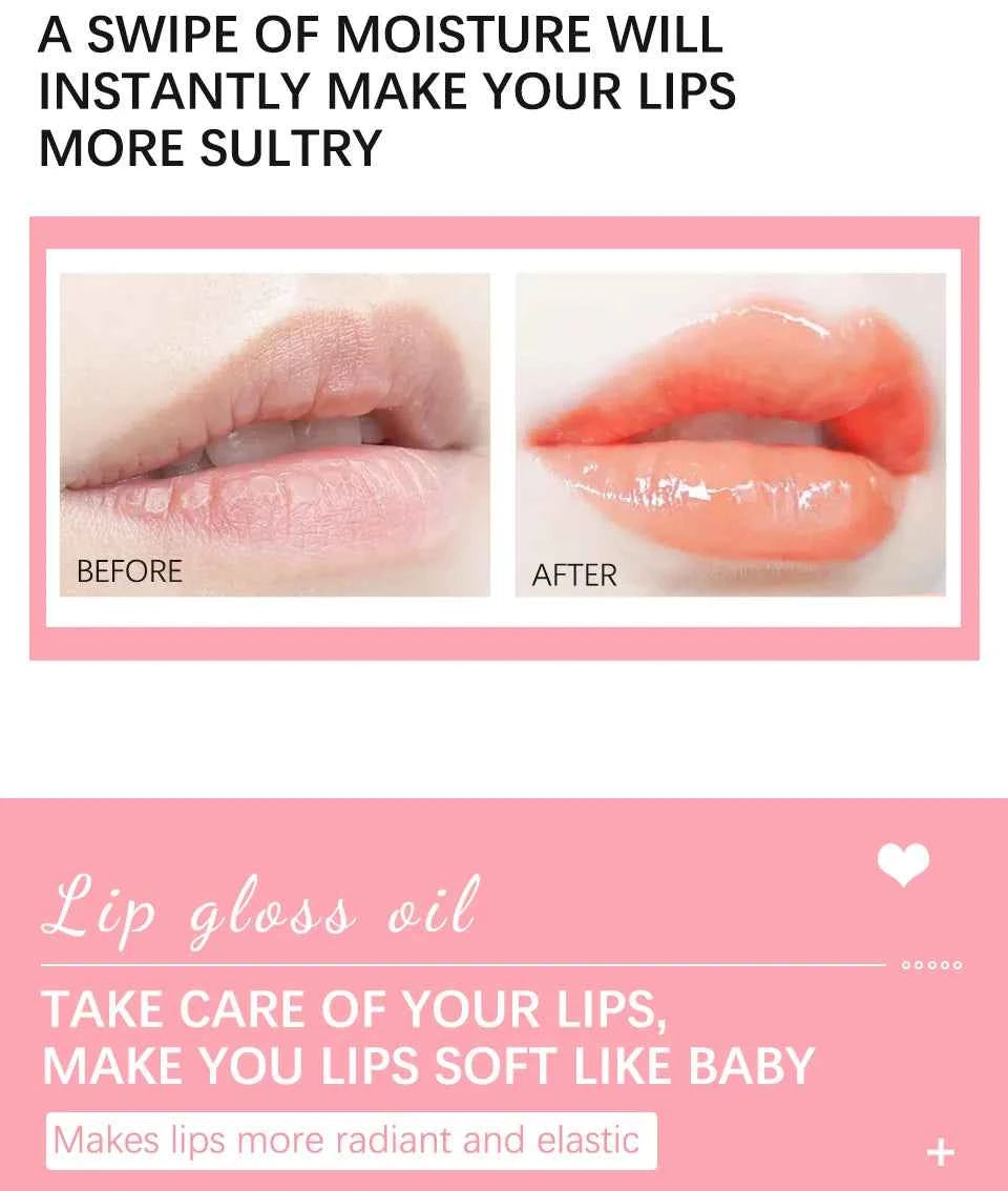 Crystal Jelly Moisturizing Lip Oil Plumping Lip Gloss Makeup Sexy Plump Lip Glow Oil Tinted Lip Plumper