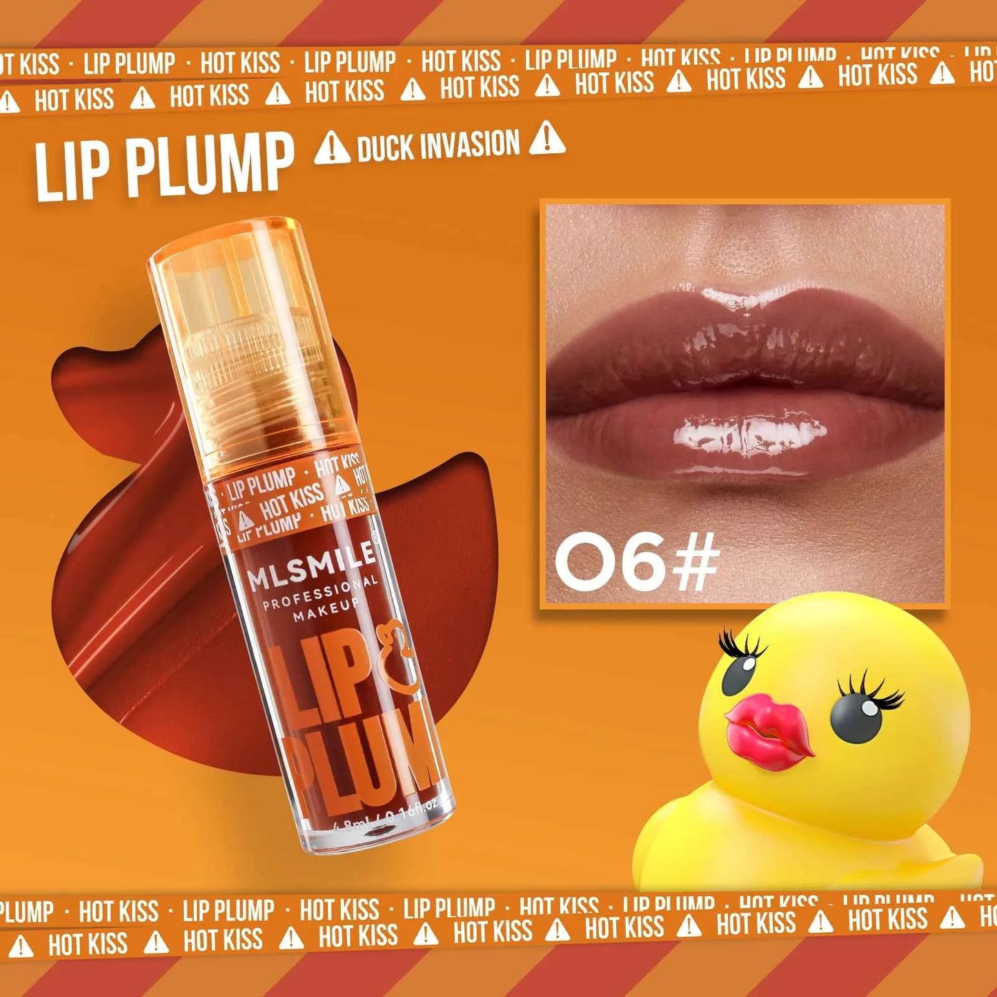 MLSMILE Duck Lip Plump Lip Oil Moisturizing Lip Gloss Mirror Water Nature Long-Lasting Gloss Pearl Lip Glaze Set