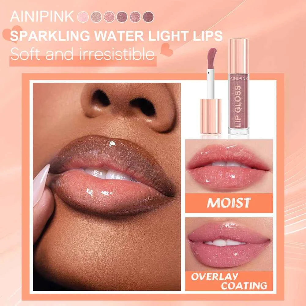 Glitter Lip Gloss Lipstick, Lip Tint Moisturizing Hydrating Long Lasting  Non-Stick Cup Waterproof Nude Lip Plumper High Pigment