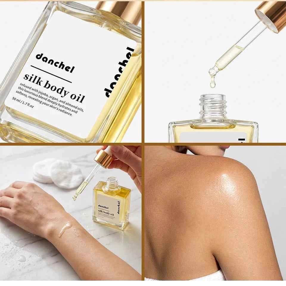 Silk Body Oil Face Body Versatile Care Fast Absorbing Deep Hydration Silky Smooth Brighten Even Tone Firm Skin Silk Body Oil