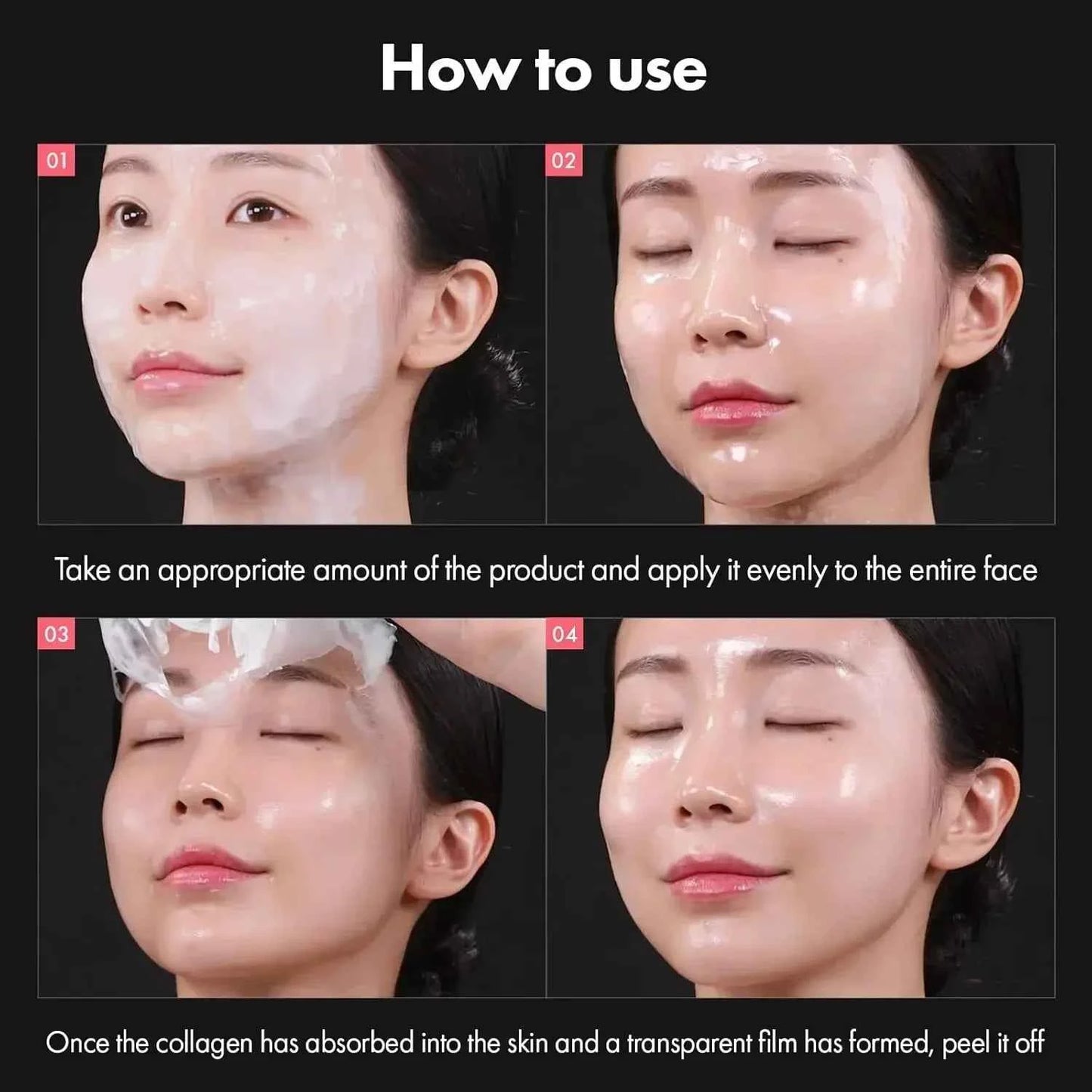 Real Collagen Fit, Collagen Wrapping Mask, Collagen 670,000ppm, Peel Off Facial Mask for elasticity, Hydrating, Glow, Glass Skin
