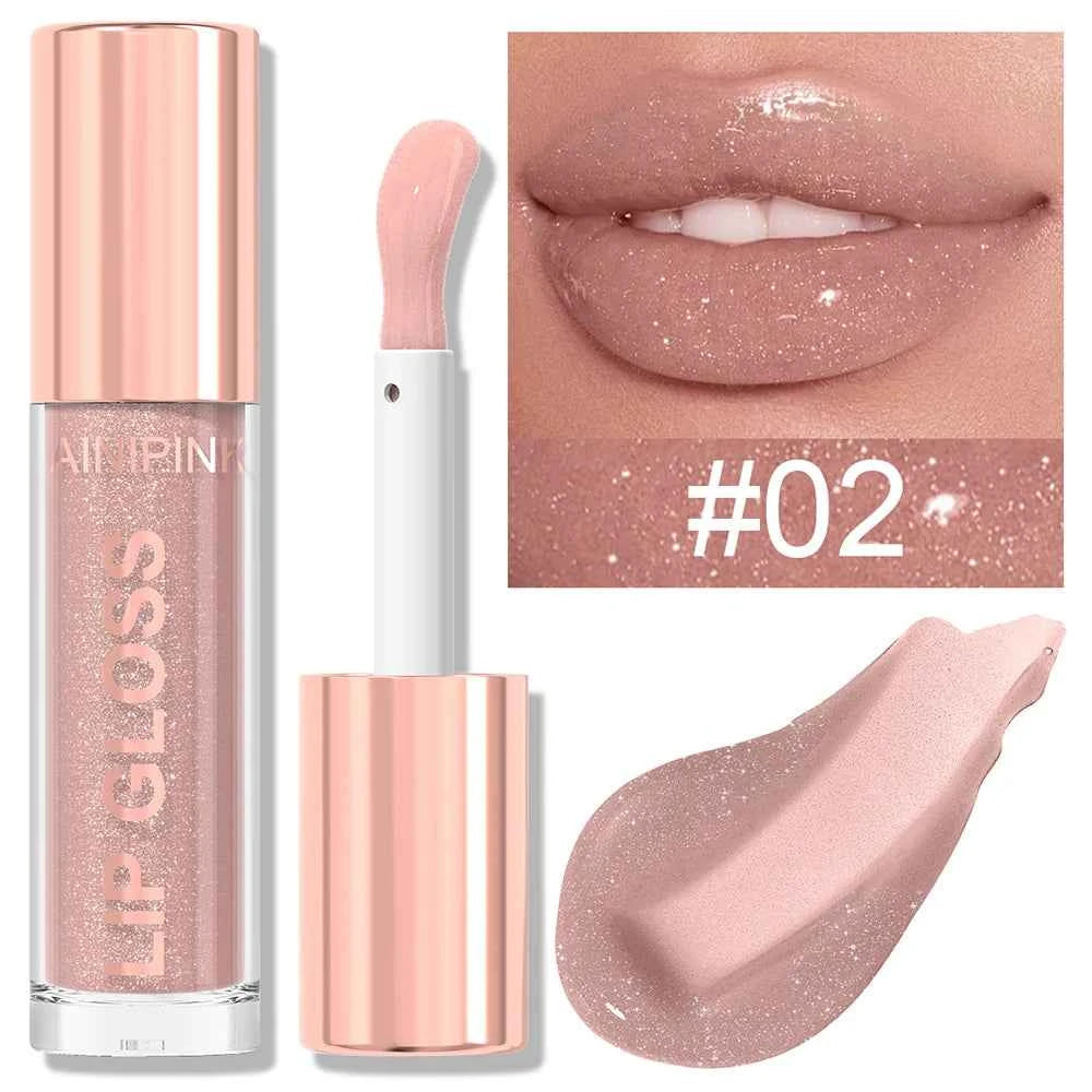 Glitter Lip Gloss Lipstick, Lip Tint Moisturizing Hydrating Long Lasting  Non-Stick Cup Waterproof Nude Lip Plumper High Pigment