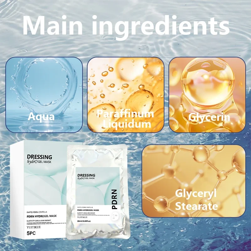 YUITIKUE PDRN Hydrogel Dressing Mask Centella Extract Intensive Hydration Calm Irritation Comfort Fit Facial Mask 28ml