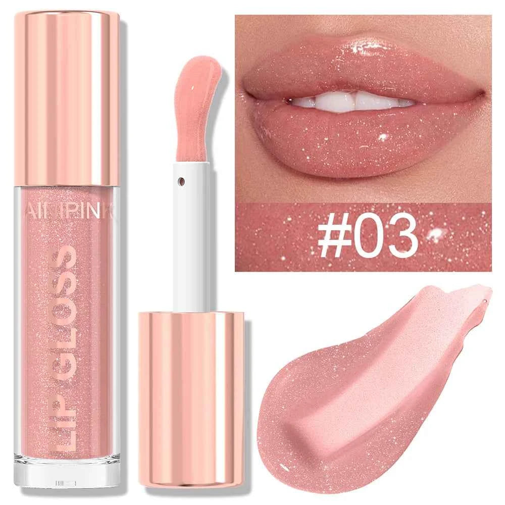 Glitter Lip Gloss Lipstick, Lip Tint Moisturizing Hydrating Long Lasting  Non-Stick Cup Waterproof Nude Lip Plumper High Pigment