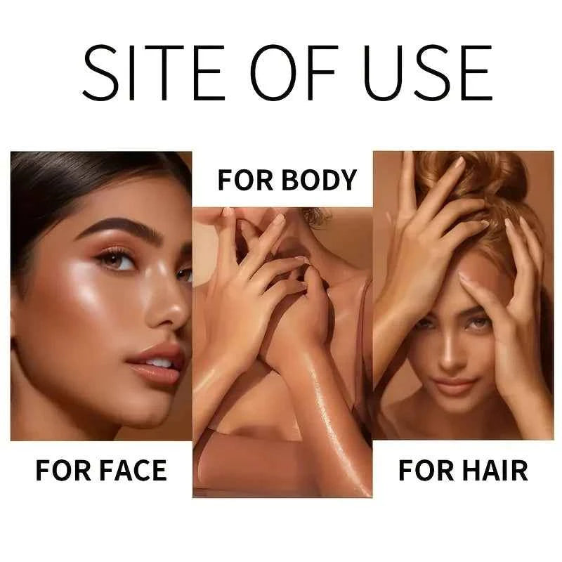 85ml, Golden Brown Body Glow Oil, Moisturizing and Hydrating, Gives Skin a Radiant and Charming Glow, Perfect for Holiday Celebrations and Party Events.
