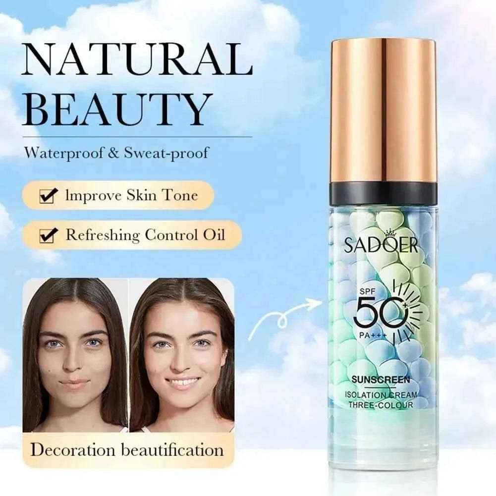 Sadoer Three-Color Isolation and Correction Cream, Contouring and Concealing Cream, Evens Out Skin Tone, Covers Blemishes, and Maintains a Long-Lasting Makeup Effect