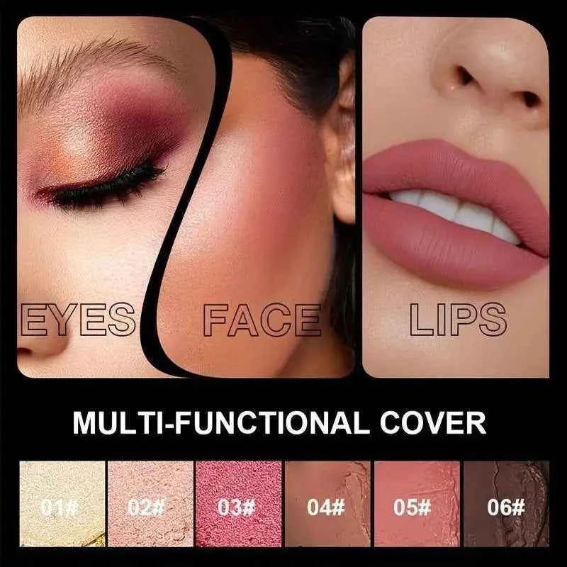 Three-in-one color multi-function waterproof makeup stick natural face multi-function: Blush, Eye Shadow, Bloom, lasting all day