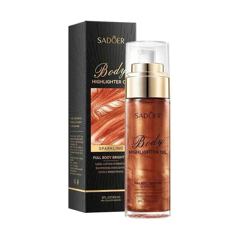 85ml, Golden Brown Body Glow Oil, Moisturizing and Hydrating, Gives Skin a Radiant and Charming Glow, Perfect for Holiday Celebrations and Party Events.