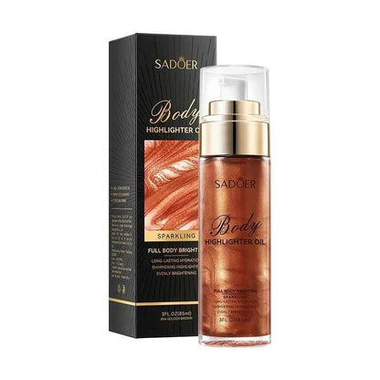 85ml, Golden Brown Body Glow Oil, Moisturizing and Hydrating, Gives Skin a Radiant and Charming Glow, Perfect for Holiday Celebrations and Party Events.