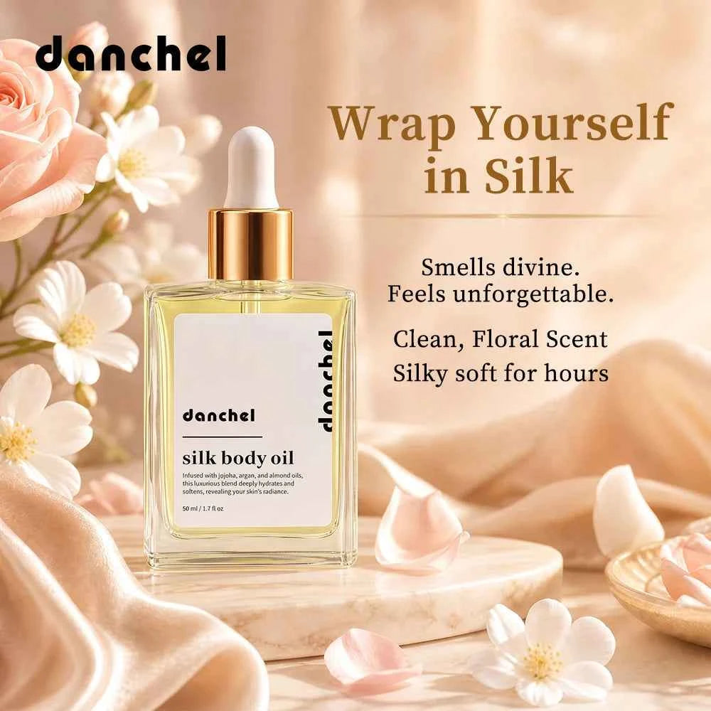 Silk Body Oil Face Body Versatile Care Fast Absorbing Deep Hydration Silky Smooth Brighten Even Tone Firm Skin Silk Body Oil