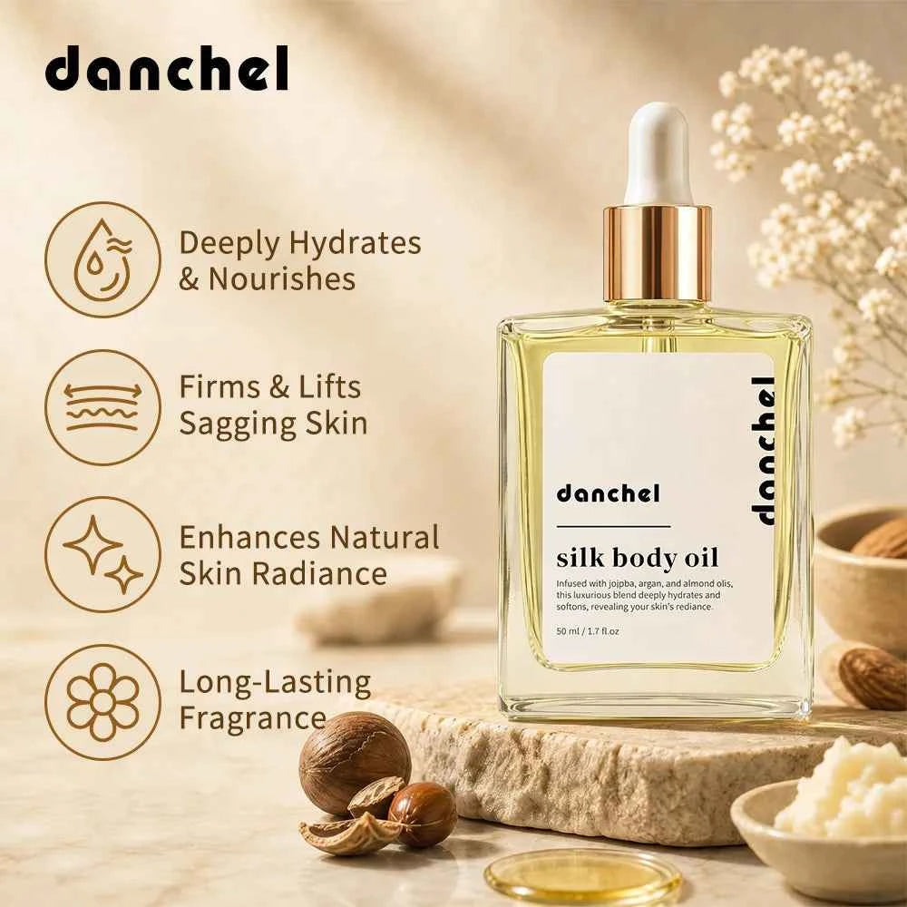 Silk Body Oil Face Body Versatile Care Fast Absorbing Deep Hydration Silky Smooth Brighten Even Tone Firm Skin Silk Body Oil