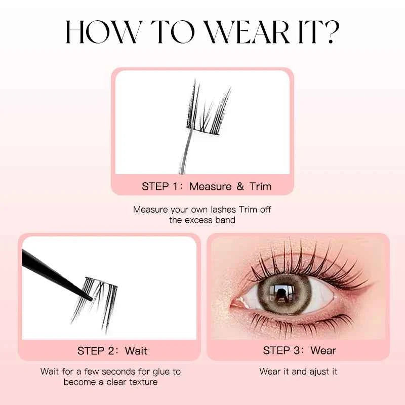 Self-Adhesive No-glue Eyelashes Ultra-thin Sheet Series False Eyelashes Zero Touch Feeling Lash Clusters Glue Strands Eyelashes