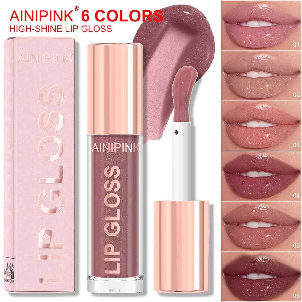 Glitter Lip Gloss Lipstick, Lip Tint Moisturizing Hydrating Long Lasting  Non-Stick Cup Waterproof Nude Lip Plumper High Pigment