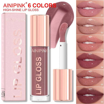 Glitter Lip Gloss Lipstick, Lip Tint Moisturizing Hydrating Long Lasting  Non-Stick Cup Waterproof Nude Lip Plumper High Pigment