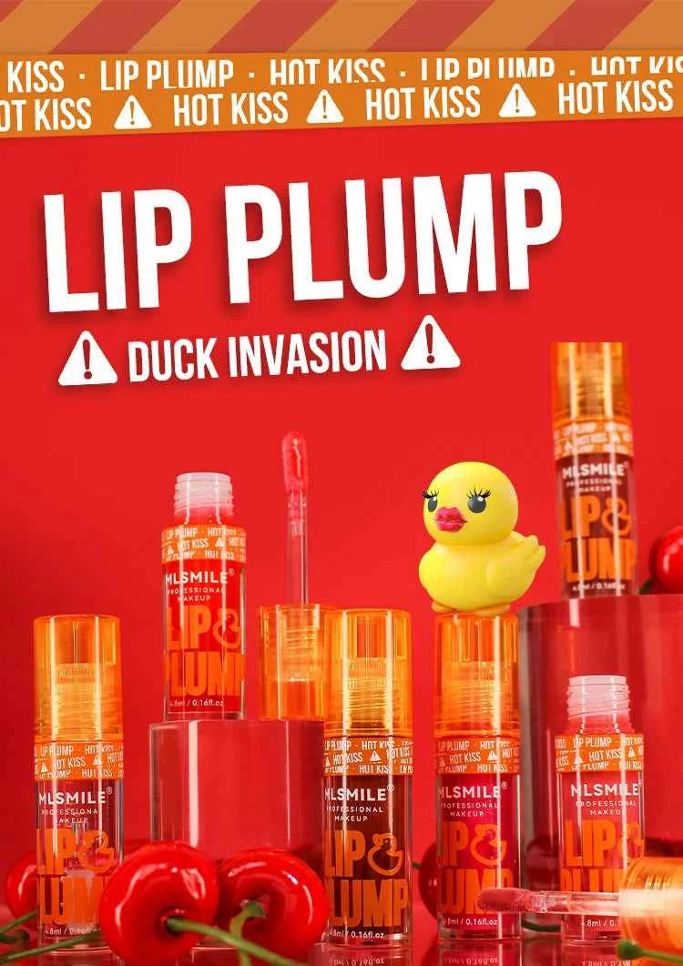 MLSMILE Duck Lip Plump Lip Oil Moisturizing Lip Gloss Mirror Water Nature Long-Lasting Gloss Pearl Lip Glaze Set