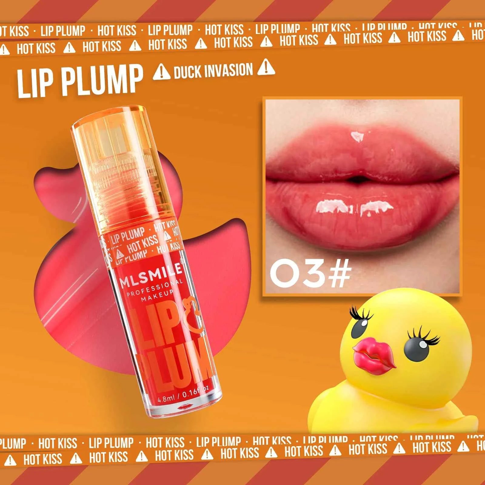MLSMILE Duck Lip Plump Lip Oil Moisturizing Lip Gloss Mirror Water Nature Long-Lasting Gloss Pearl Lip Glaze Set