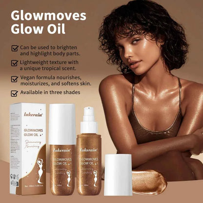 Lakerain Glowmotions Glow Body Oil 100ml Long Lasting Hydrating Shimmer Bronze Non-Greasy Summer Body Care Glow Oil Makeup