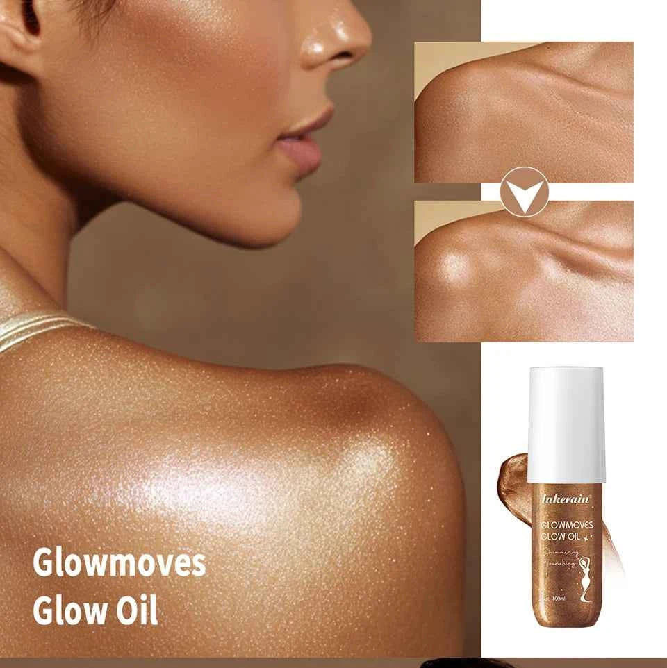 Lakerain Glowmotions Glow Body Oil 100ml Long Lasting Hydrating Shimmer Bronze Non-Greasy Summer Body Care Glow Oil Makeup