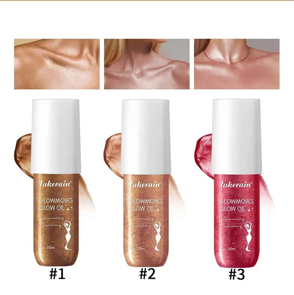 Lakerain Glowmotions Glow Body Oil 100ml Long Lasting Hydrating Shimmer Bronze Non-Greasy Summer Body Care Glow Oil Makeup