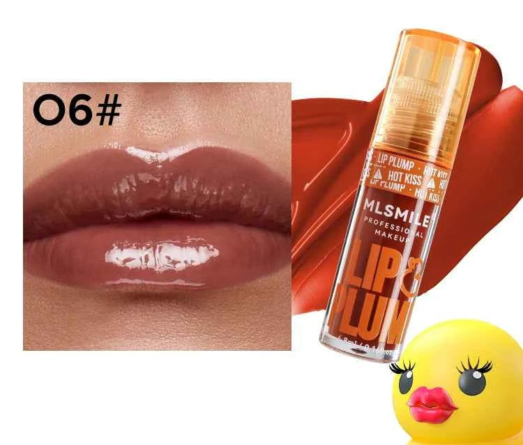 MLSMILE Duck Lip Plump Lip Oil Moisturizing Lip Gloss Mirror Water Nature Long-Lasting Gloss Pearl Lip Glaze Set