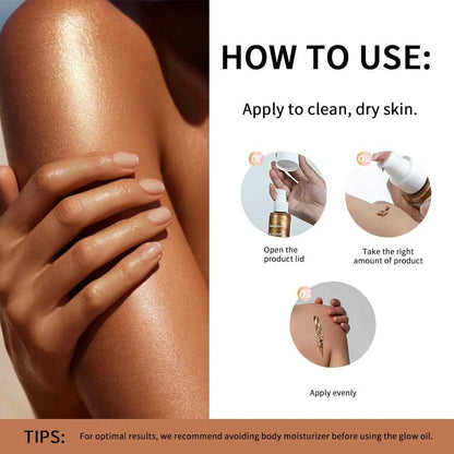 Lakerain Glowmotions Glow Body Oil 100ml Long Lasting Hydrating Shimmer Bronze Non-Greasy Summer Body Care Glow Oil Makeup