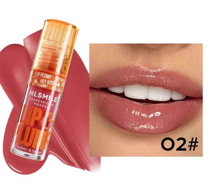 MLSMILE Duck Lip Plump Lip Oil Moisturizing Lip Gloss Mirror Water Nature Long-Lasting Gloss Pearl Lip Glaze Set