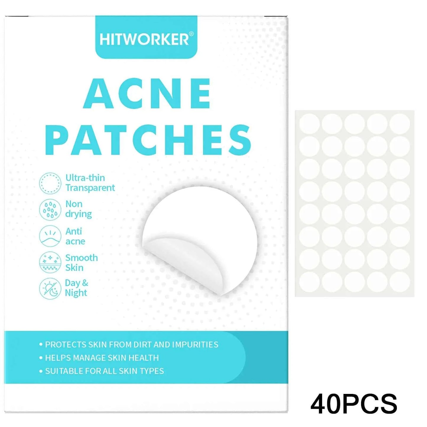 40/400 Pieces Hydrocolloid Acne Patches per Box Alcohol-Free Gentle Non-Irritating Blemish Covering Sticker for Pimples