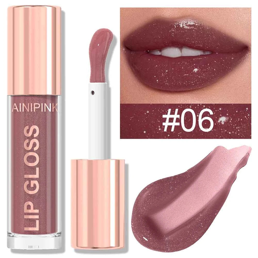Glitter Lip Gloss Lipstick, Lip Tint Moisturizing Hydrating Long Lasting  Non-Stick Cup Waterproof Nude Lip Plumper High Pigment